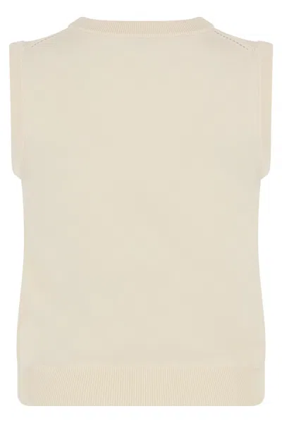 Celine Sleeveless Thin Wool Top In Brown