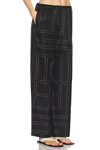 Totême Toteme Women Silk Trousers With Monogram Logo Embroidery In Multi