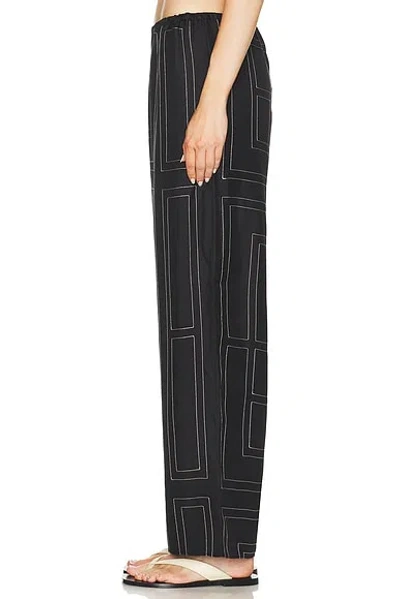 Totême Toteme Women Silk Trousers With Monogram Logo Embroidery In Multi
