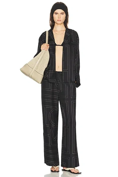 Totême Toteme Women Silk Trousers With Monogram Logo Embroidery In Multi
