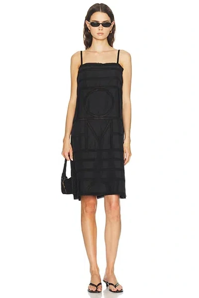 Totême Toteme Monogram Midi Dress In Silk With Embroidered Trim In Black