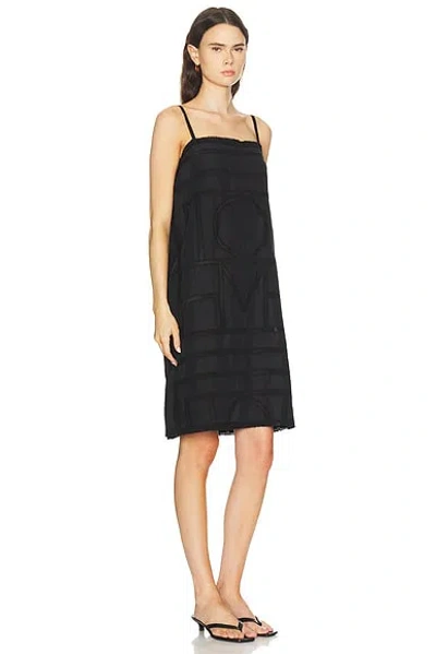 Totême Toteme Monogram Midi Dress In Silk With Embroidered Trim In Black