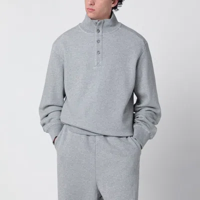 Entire Studios Port Buttoned-collar Cotton Pullover In Blue