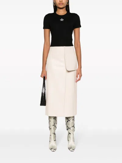 Fendi Women T-shirt A Coste Cropped Con Dettaglio Logo In Cotone Stretch Nero Donna In Black