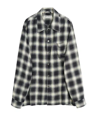 Our Legacy Every Shirt Reno Cowboy Relaxedfit Checked Viscose Shirt In Black