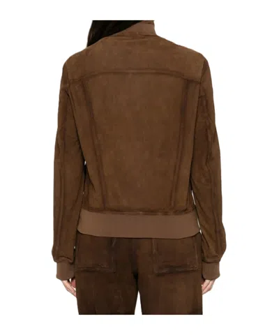 P.a.r.o.s.h Buttoned Suede Jacket In Brown