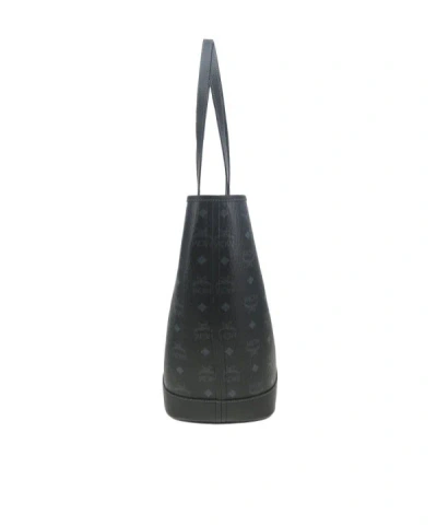 Mcm Medium Logo-plaque Tote Bag In Black