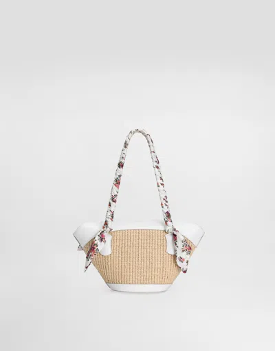 Dolce & Gabbana Borsa A Spalla Coffa Capri In Rafia Con Stampa Floreale Dolce E Gabbana In Brown