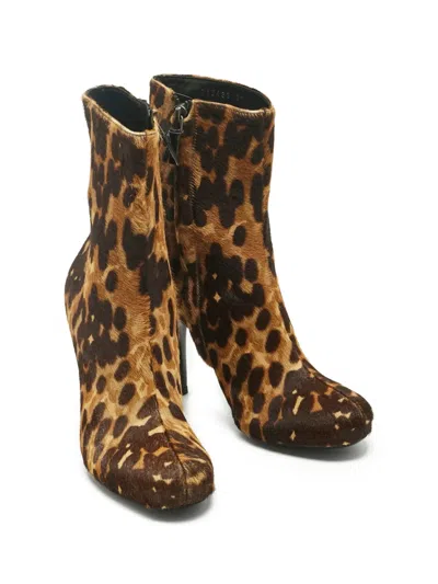 Pre-owned Balenciaga Leopard-pattern Boots In Brown