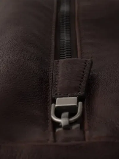 Prada Explore Leather Bag In Brown