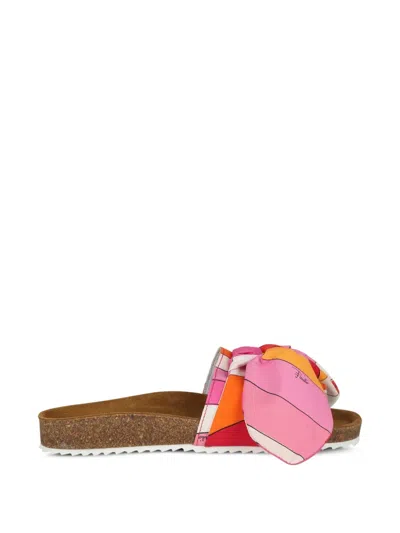 Pucci Junior Printed Bow Sandals In Pink