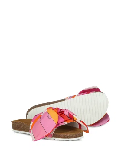 Pucci Junior Printed Bow Sandals In Pink