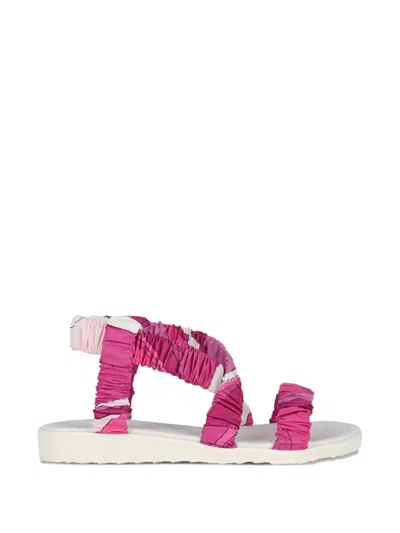 Pucci Junior Ruched-strap Sandals In Pink