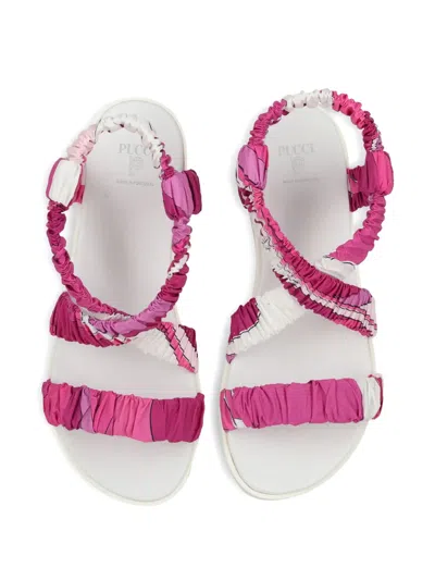 Pucci Junior Ruched-strap Sandals In Pink