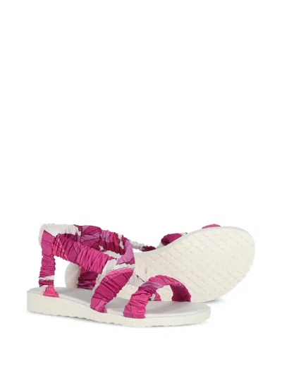 Pucci Junior Ruched-strap Sandals In Pink