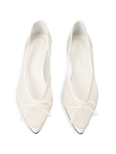 Jacquemus Tourni Bow-detailed Leather-trimmed Mesh Pumps In White