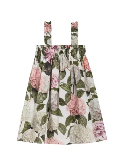 Dolce & Gabbana Hydrangea-print Poplin Dress In Green
