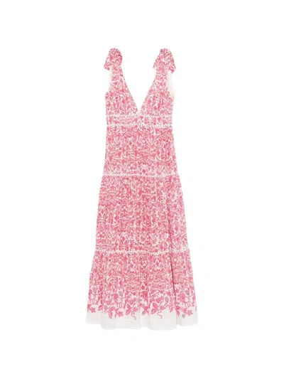 Poupette St Barth Perla Plunging Neck Dress In Multi