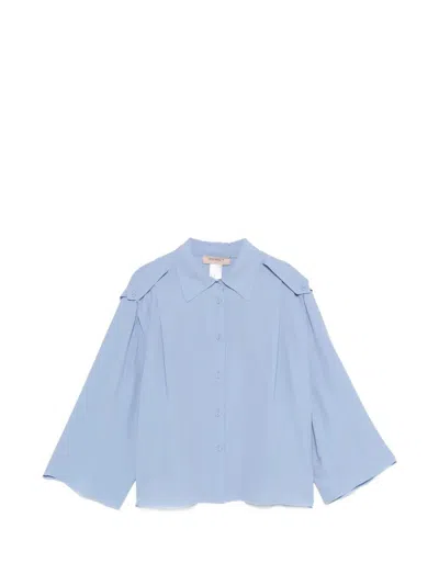 Twinset Button Shoulder Blouse In Blue