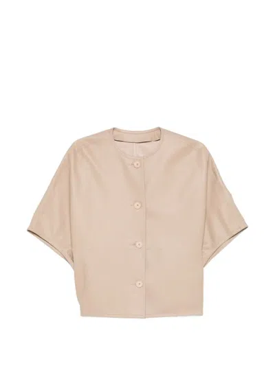 Manzoni 24 Buttoned Leather Jacket In Neutral