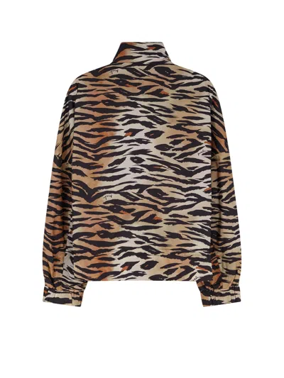 Pinko Technical Fabric Jacket With Animal Print In Animal Print