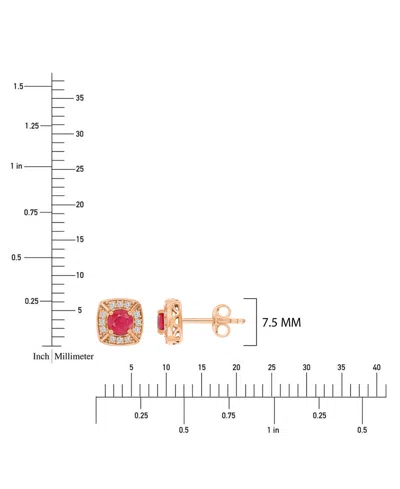 Macy's Ruby & Diamond Cushion Stud Earrings In Pattern