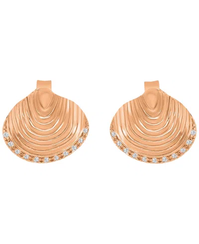 Macy's Diamond Accented Textured Seashell Stud Earrings In Pattern