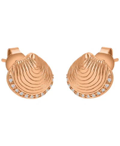 Macy's Diamond Accented Textured Seashell Stud Earrings In Pattern