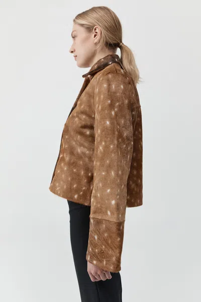 St Agni Fawn Minimal Patterned Leather Jacket In Brown