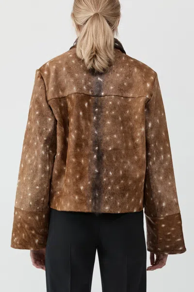 St Agni Fawn Minimal Patterned Leather Jacket In Brown