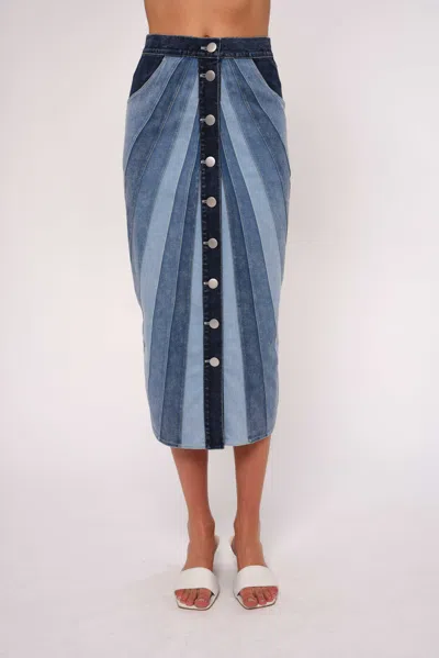 Love The Label Apolline Denim Midi Skirt In Blue