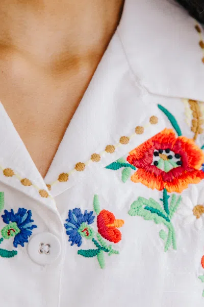 Love The Label Vera Button Down Blouse Top In May Morris Embroider In Multi