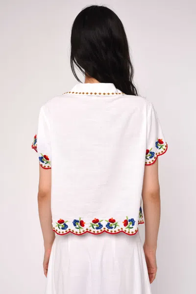 Love The Label Vera Button Down Blouse Top In May Morris Embroider In Multi