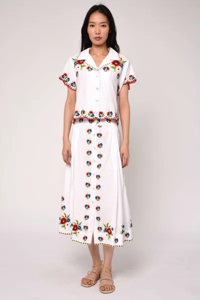 Love The Label Vera Button Down Blouse Top In May Morris Embroider In Multi