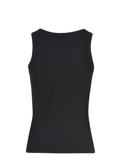 Diesel Black Tank Top With Logo On The Front And Ribbed Design In Cotton Woman In Blue