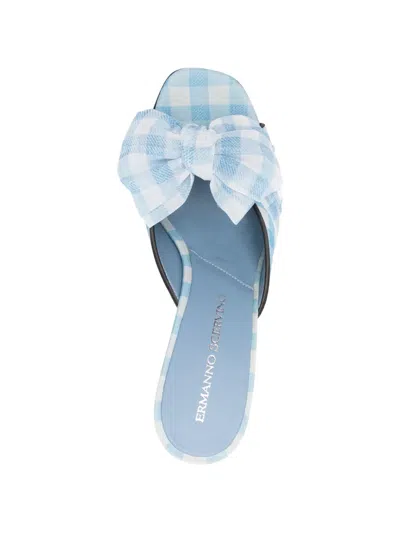 Ermanno Scervino Bow Gingham Sandals In Multi