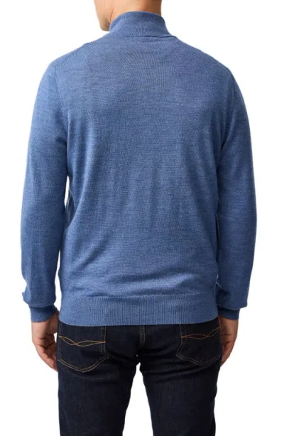 Rodd & Gunn Nobles Funnel Neck Merino Wool Half Zip Sweater In Blue