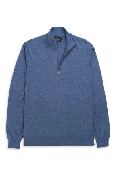 Rodd & Gunn Nobles Funnel Neck Merino Wool Half Zip Sweater In Blue