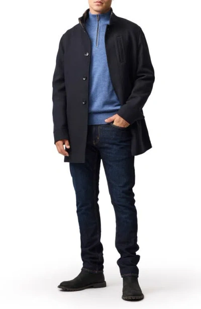 Rodd & Gunn Nobles Funnel Neck Merino Wool Half Zip Sweater In Blue