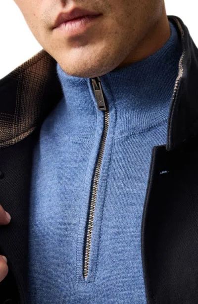 Rodd & Gunn Nobles Funnel Neck Merino Wool Half Zip Sweater In Blue