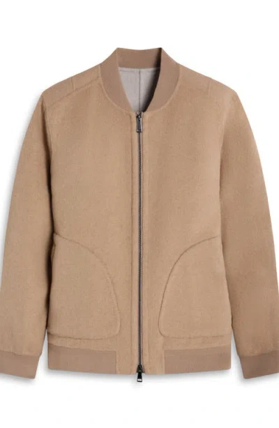 Bugatchi Brushed Wool Blend Bomber Jacket In Brown