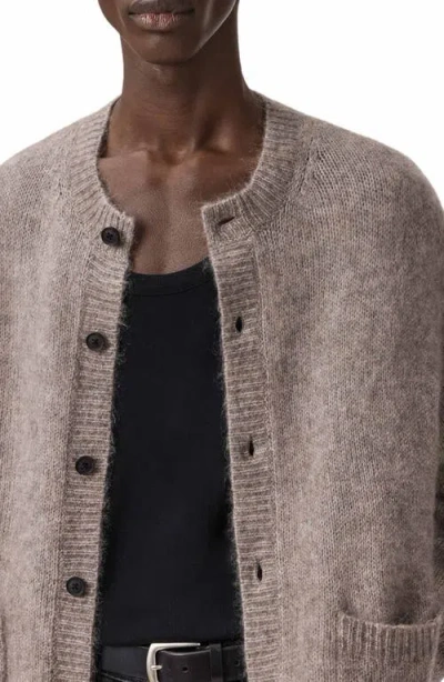 Allsaints Coby Oversized Cardigan In Brown