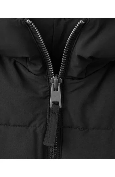 Mango Quilted Hooded Puffer Coat In Black