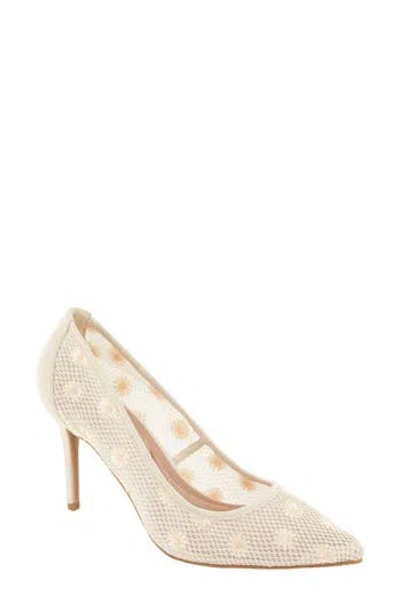 Bcbgeneration Embroidered Pointed Toe Pump In White
