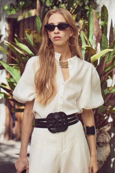 Lanhtropy Bubble Linen Shirt In White