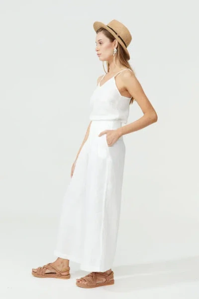 Lanhtropy Culotte Linen Pants In White