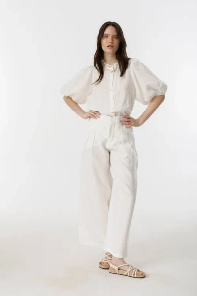 Lanhtropy Culotte Linen Pants In White