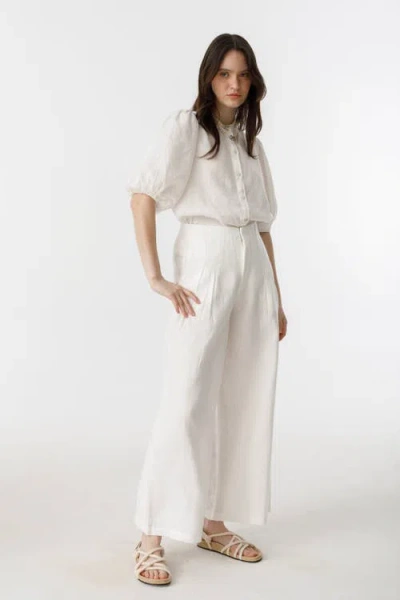 Lanhtropy Culotte Linen Pants In White