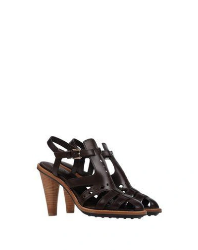 Shop Tod's Sandals In Dark Brown