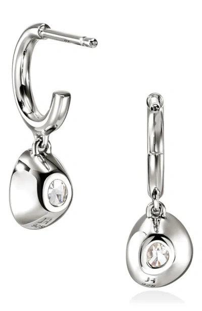 John Hardy Sterling Silver Jh Lovestruck Lab Grown Diamond Solitaire Dangle Hoop Earrings In Metallic